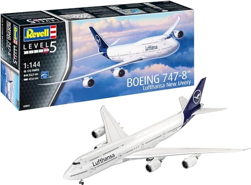 Revell- Boeing 747-8 Lufthansa New Livery Other License Kit Aeromodello, Colore Bianco, Rv03891