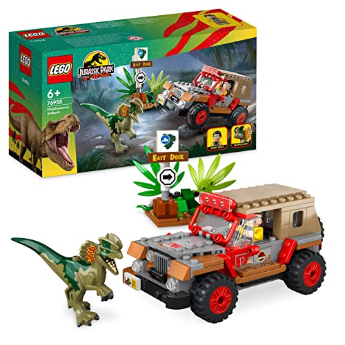 Lego Jurassic Park L’Agguato Del Dilofosauro, Set Con Dinosauro Giocattolo Per Bambini E Bambine Dai 6 Anni In Su, Con Minifigure E Jeep, Collezione 3