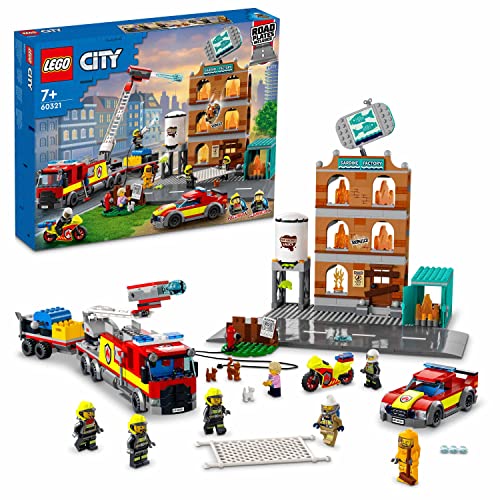 Lego 60321 City Fire La Brigade Pompieri Set Di Costruzioni Con Fiamme, Minifigures, Giocattolo Camion Per Bambini Da 7 Anni
