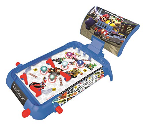 Lexibook Mario Kart Flipper Elettronico Da Tavolo, Gioco D'Azione E Riflesso Per Bambini E Famiglie, Schermo Lcd, Effetti Di Luce E Suono, Blu/Rosso,