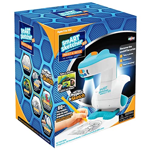Smart Sketcher Projector 2.0 Creative Toy With Usb Cable Or Adaptor - Sounds & Lights 60+ Art Sketching Projects With Photo Upload Steam Learning Toy