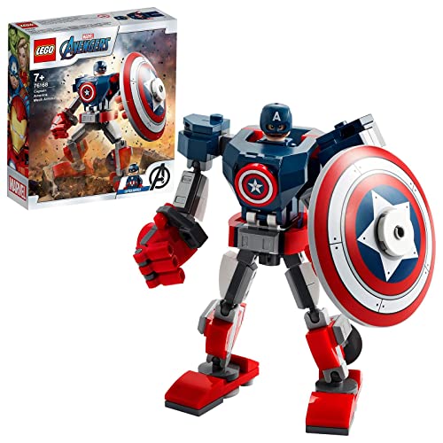 Lego Super Heroes Marvel Avengers Armatura Mech Di Capitan America, Giocattolo Action Figure Per Bambini 7+ Anni, 76168