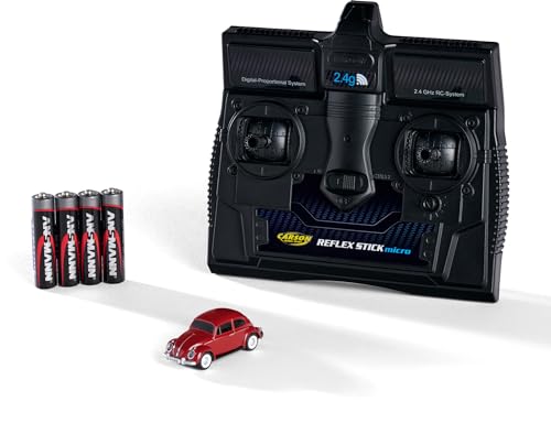 Carson 500504147 1:87 Volkswagen Maggiolino Rosso 2.4G 100% Rtr - Modello Pronto Da Guidare, Auto Rc, Auto H0, Modello Rc, Veicolo Diorama