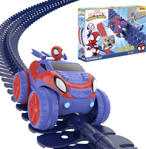 Smoby- Spidey Flextreme Set, 7600180918, 4 Anni, 4.4 M Di Pista, 184 Pz, 1 Auto Spidey, Batterie Incluse