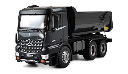 Amewi 22504 Benz Mercedes- Camion Kipper Pro Metall V2, Veicolo Con Licenza, Telecomandato Rtr 2,4 Ghz, Con Batteria Aggiuntiva, Colore: Grigio
