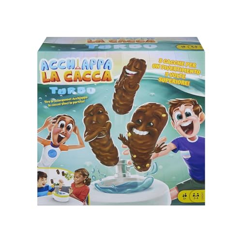 Mattel Games - Acchiappa La Cacca Turbo, Gioco Per Bambini Con Water Giocattolo, 3 Pezzi Di Cacca, 1 Dado E Istruzioni;, Giocattolo Per Bambini 5+ An