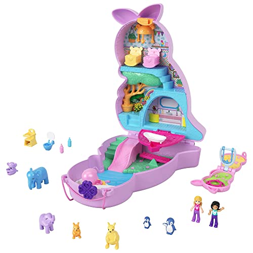 Polly Pocket - Borsetta Canguro Di Mama E Joey, Cofanetto Playset 2 In 1 Con 2 Micro Bambole E Accessori, Ideale Come Giocattolo Da Viaggio, Giocattol