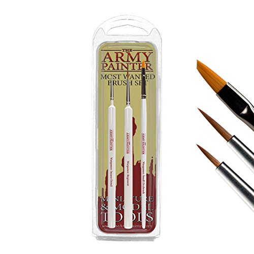 The Army Painter Most Wanted Brush Set | 3 Pennelli | Setole Sintetiche Toray E Naturali In Zibellino Rosso | Pennelli Insane Detail, Small Drybrush P