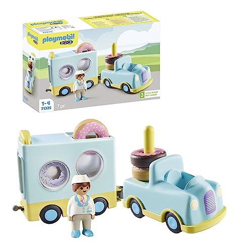 Playmobil 1.2.3 71325 Camion Delle Ciambelle Con Funzione Di Impilamento E Smistamento Per Far Scoprire Ai Piccoli Le Funzioni Base, Giocattolo Per Ba