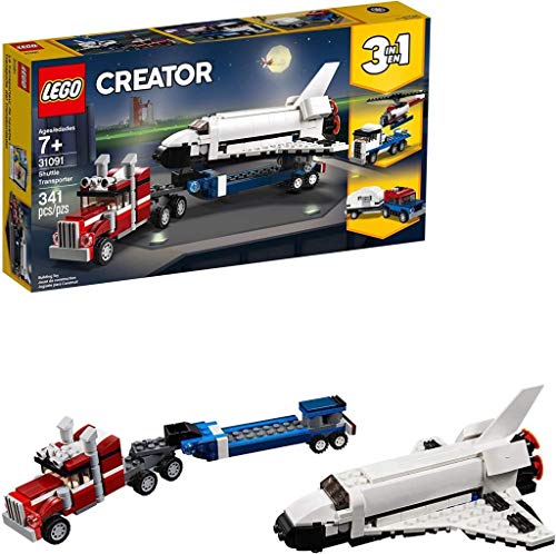 Lego Creator Trasportatore Di Shuttle, Elicotteri E Automobile Con Roulotte, Set Da Costruzione Avventuroso 3 In 1, Veicoli Giocattolo Per Bambini Dai