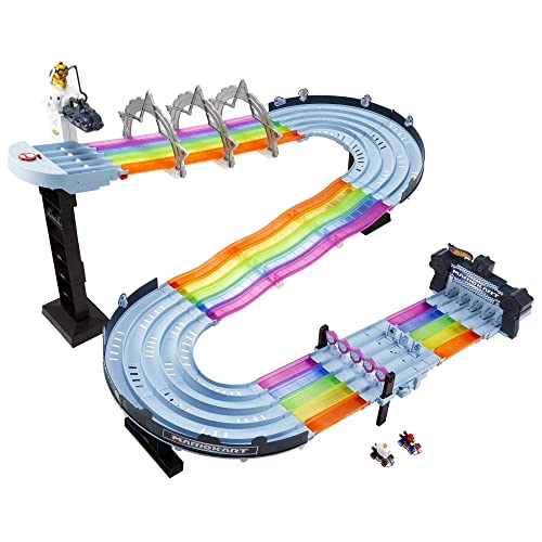 Hot Wheels Mario Kart - Pista Arcobaleno, Playset Di Oltre 2 Metri Con Luci E Suoni, Include 2 Veicoli In Scala 1:64 E 5 Pezzi Di Pista, Tracciato Col