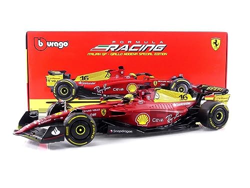 Bburago - Ferro F1-75 - Italy Monza Gp 2022-1/18, Red/Yellow
