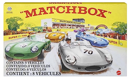 Matchbox - Set Da Collezione 70° Anniversario Di 8 Macchinine Die-Cast In Scala 1:64, Decorazioni Di Qualità E Finiture Platino, 1 Veicolo Esclusivo I