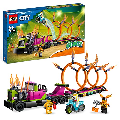 Lego 60357 City Stuntz Stunt Truck: Sfida Dell’Anello Di Fuoco Con Moto Giocattolo Carica E Vai, Idea Regalo Divertente Per Bambini Dai 6 Anni, Set 20