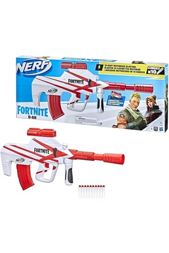 Hasbro Nerf Fortnite - B-Ar, Blaster Motorizzato Con Caricatore Da 10 Dardi E Involucro Converge Di Fortnite, Include 10 Dardi Originali Nerf Elite