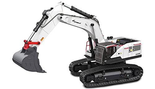 Amewi 22544 Escavatore G451E Parzialmente Metallo 1:14, Rtr, Suono, Luce, Bianco