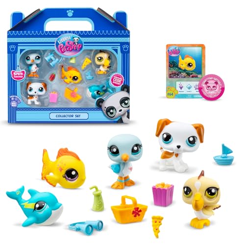 Bandai - Littlest Pet Shop - Set Collezionista Tema Spiaggia - 5 Animali E Accessori - Bf00517
