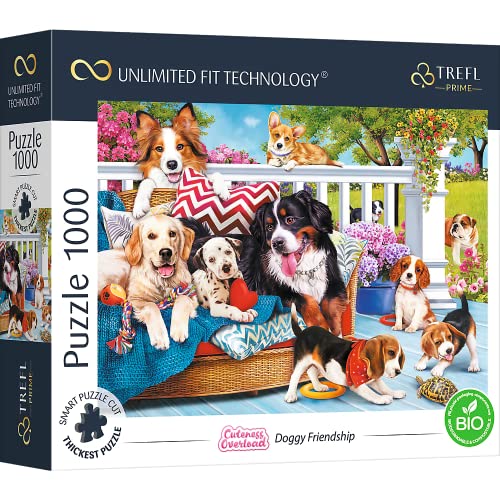 Trefl Prime - Puzzle Uft Cuteness Overload: Doggy Friendship - 1000 Elementi, Cartone Più Spesso, Bio, Cani, Cuccioli, Animali, Imagine Carina, Intrat