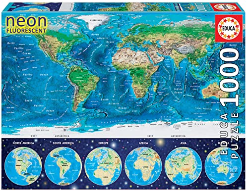 Educa - Puzzle 1000 Neon World Map (16760)