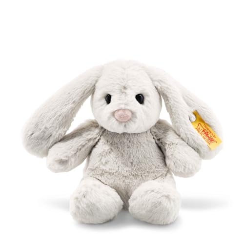 Steiff Hoppie - Coniglietto Da 18 Cm, Colore Grigio Chiaro, Peluche Con Orecchie A Farfalla, Soft Cuddly Friends, Morbido Peluche Per Coccole E Giocar