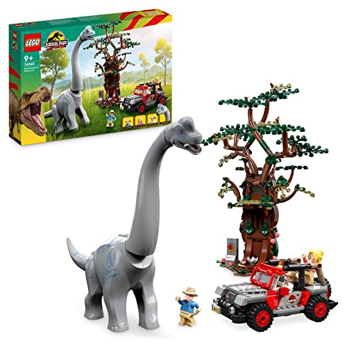Lego Jurassic Park La Scoperta Del Brachiosauro, Set Con Grande Dinosauro Giocattolo, Albero E Jeep Wrangler Da Costruire, Regalo Per Bambini E Bambin
