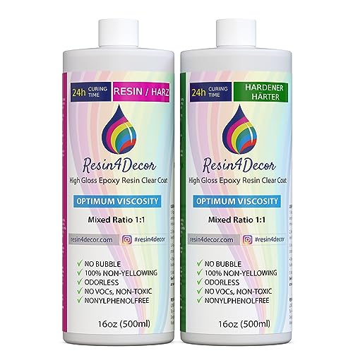 Resina Epossidica Trasparente Kit Resin4Decor 1:1 Per Artigianato Artistico Creazione Di Gioielli Stampi Non Ingiallente Non Tossico Finitura 24 Ore T