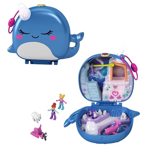 Polly Pocket- Cofanetto Amici Delle Nevi Con Micro Bambole Polly E Lila, Cane, Slitta, Orso Polare E Accessori, Giocattolo Per Bambini 4+Anni, Gkj52