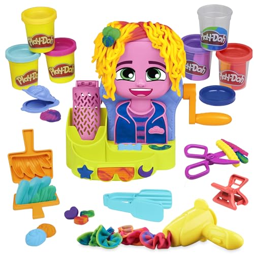 Play-Doh, Playset Salone Delle Acconciature Con 6 Vasetti, Giocattoli Di Fantasia Con Barattoli Colorati, Giochi Per Bambini E Bambine Da 3 Anni In Su