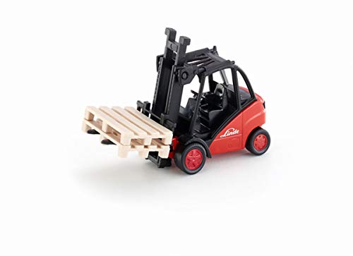 Siku 1722, Carrello Elevatore A Forche Linde, 1:50, Metallo E Plastica, Rosso, Forche Mobili, Con 2 Bancali Inclusi