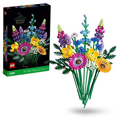 Lego 10313 Icons Bouquet Fiori Selvatici Finti Con Papaveri E Lavanda Artificiali, Idee Regalo Per Uomo O Donna, Per Moglie O Marito, Botanical Collec