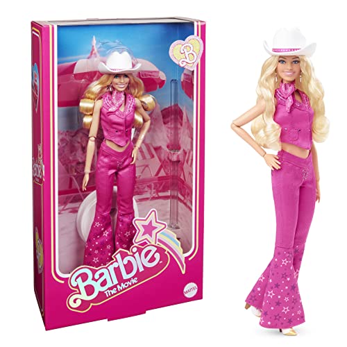 Barbie The Movie - Margot Robbie, Bambola Del Film Barbie Da Collezione Con Abito Western Rosa E Cappello Da Cowboy, Giocattolo Per Bambini, 3+ Anni,