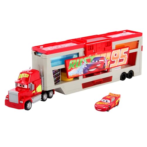 Cars - Mack Officina Cambia Colore, Playset Con Truck E Saetta Mcqueen Trasformabili, Cabina Di Guida Rimovibile E Accessori Cambia Colore Inclusi, Gi