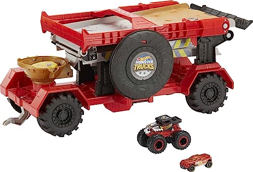 Hot Wheels Monster Truck Pista Downhill Race & Go, Playset Con Due Veicoli E Accessori, Giocattolo Per Bambini 4+ Anni, Gfr15, Esclusivo Amazon