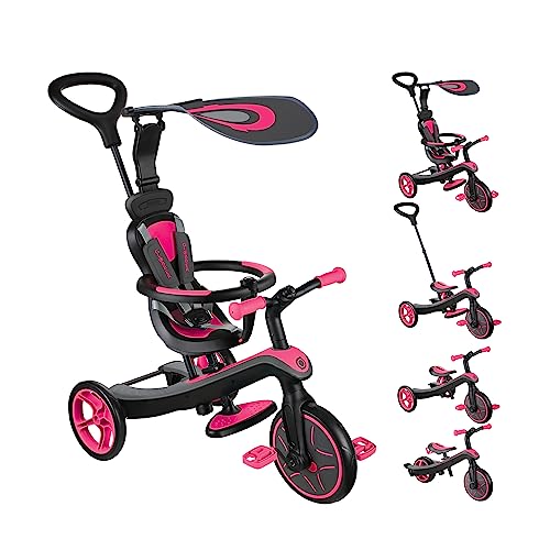 Globber Vegb0000632-110, Triciclo E Drenaggio Tutto In Uno, Trike Explorer 4 In 1, Colore: Rosa, Taglia Unica