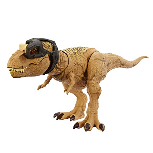 Jurassic World - T-Rex Caccia E Divora, Dinosauro Action Figure Con Azione D'Attacco Doppio Morso, Suoni E Attrezzatura Di Tracciamento, Giocattolo Pe