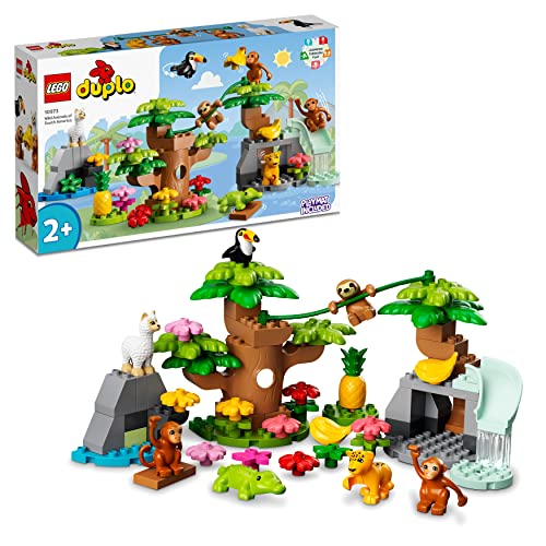 Lego Duplo Animali Del Sud America, Giochi Educativi Per L'Apprendimento Con 7 Figure Di Animali Giocattolo, Tappetino Da Gioco Della Giungla Per Bamb