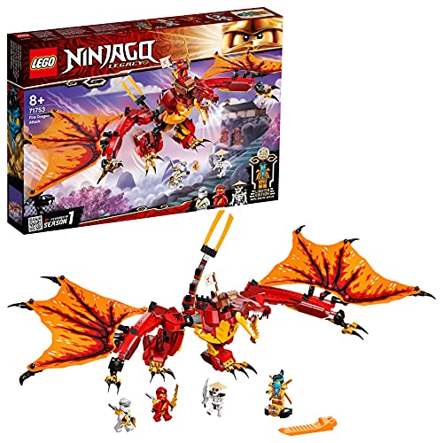 Lego Ninjago L'Attacco Del Dragone Del Fuoco, Drago Giocattolo Ninja Per Bambini Con Le Minifigure Di Kai, Zane E Nya, 71753