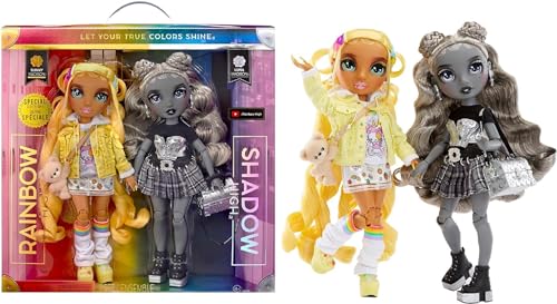 Rainbow High Shadow High Special Editon Madison Twins 2 Pack - Sunny & Luna - Bambole Fashion Con Abiti Griffati Gialli E Grigi Da Abbinare Con Access