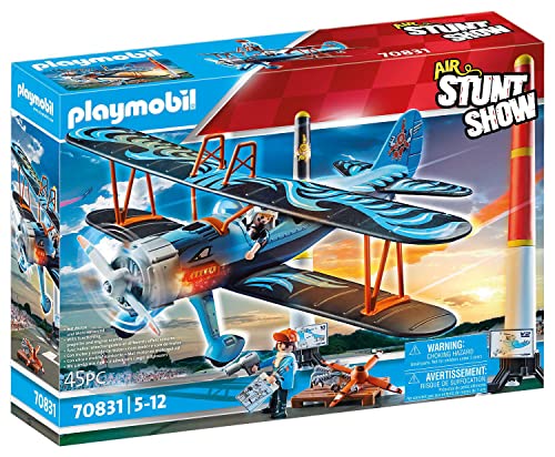 Playmobil Air Stunt Show 70831 "Phoenix, Biplano Giocattolo Con Suoni Del Motore, Giocattoli Per Bambini A Partire Dai 5 Anni