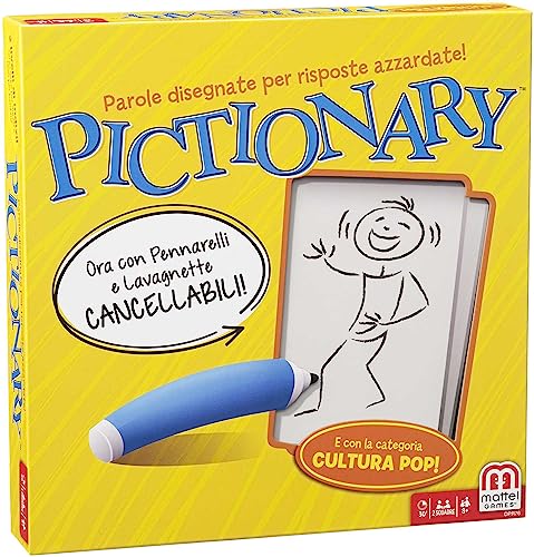 Mattel Games Pictionary - Disegna L'Indizio Della Carta E Prova Ad Indovinare, Gioco Di Carte Per Serate In Famiglia E Con Amici, Giocattolo Per Bambi