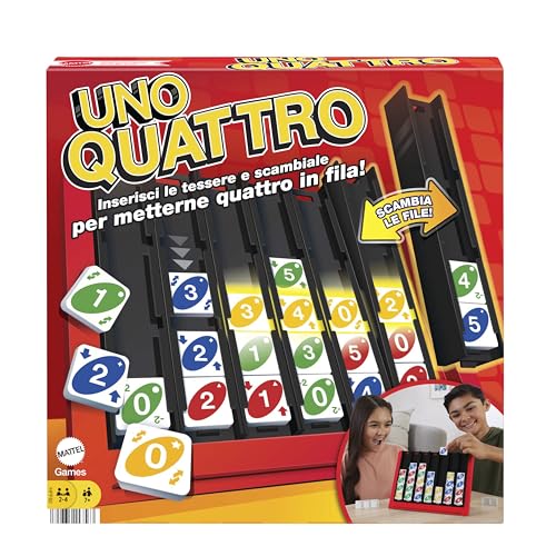 Uno Quattro - Combina L'Abilità Di Abbinare Il Colore O Il Numero Alla Sfida Di Posizionare Quattro Tessere In Fila, Per Serate In Famiglia E Con Gli