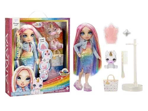 Rainbow High Fashion Doll Con Slime & Animale - Amaya (Arcobaleno) - Bambola Scintillante Da 28 Cm Con Slime, Animale Magico E Accessori Moda - Età 4-
