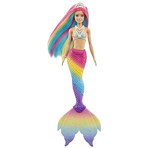 Barbie Dreamtopia Sirena Cambia Colore - Bambola Con Look Arcobaleno - Corpetto Con Dettagli Marini - Colori Neon Accesi - Regalo Bambini 3-7 Anni, Gt