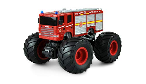 Amewi 22481 Monster Fire Fire Truck 1:18, Telecomandato, Led, Illuminazione, Suono, Rtr Rosso