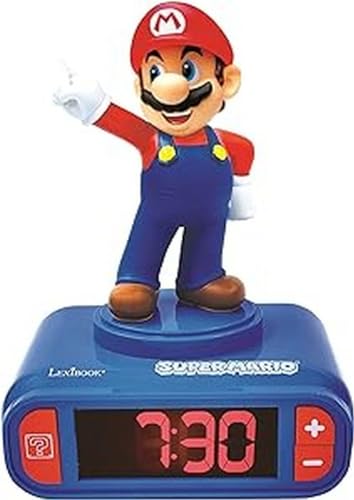 Lexibook - Sveglia Digitale Nintendo Super Mario Per Bambini Con Snooze E Suoni, Orologio Per Bambini, Colore Blu/Rosso - Rl800Ni, 3+ Anni