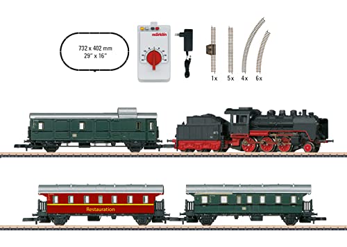 Märklin Modelleisenbahn 81874 "Treno Passeggeri Museum Con Flok A Vapore Br 24 – Locomotiva Traccia Z, 24 Cm In Metallo Con Tenda In Plastica A Partir