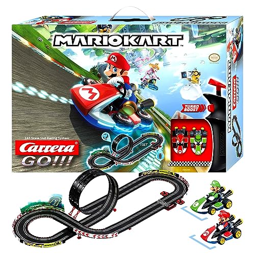 Carrera Toys Go!!! Mario Kart Mach 8 Set Pista Da Corsa E Due Macchinine Con Mario E Luigi, Gioco Adatto Per Bambini Dai 6 Anni, Multicolore, 20062491