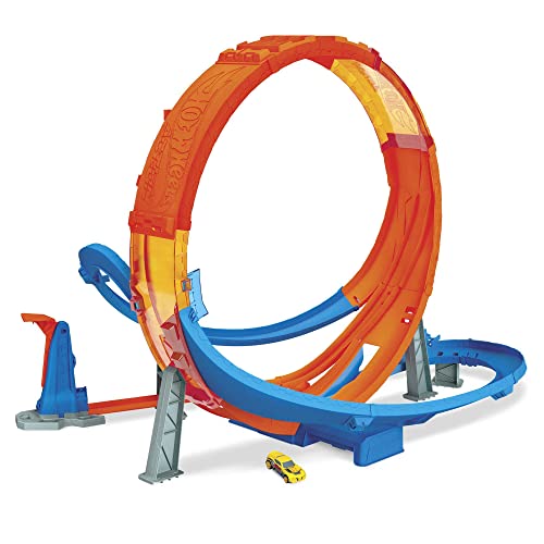 Hot Wheels- Pista Schianti Acrobatici Del Loop Gigante Con Lanciatore E Grande Loop Da 71 Cm Con 1 Macchinina In Scala 1:64, Giocattolo Per Bambini 5+