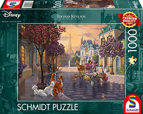 Schmidt Spiele 59690 Thomas Kinkade: Disney Aristocats (1000Pc) Jigsaw Puzzle, Colourful