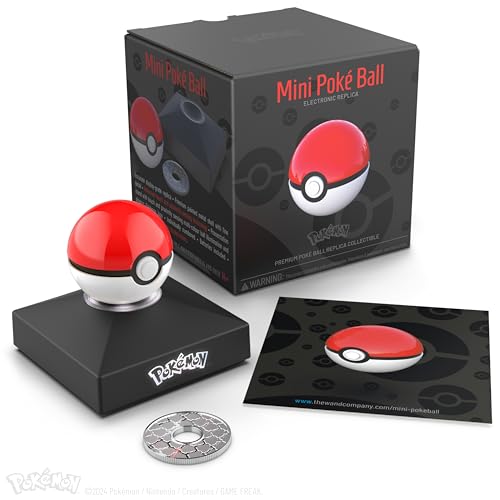 The Wand Company Mini Poké Ball Replica Autentica – Realistica, Elettronica, In Pressofusione Poké Ball Con Supporto Di Visualizzazione Caratteristich